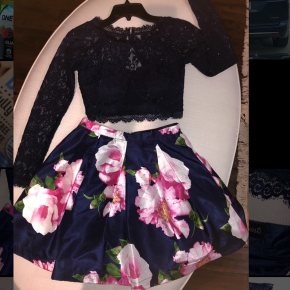 2 PC LACE FLORAL DRESS - Picture 2 of 7